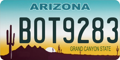 AZ license plate BOT9283
