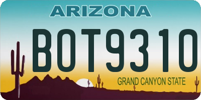 AZ license plate BOT9310