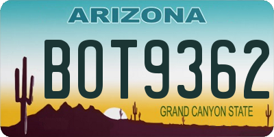 AZ license plate BOT9362