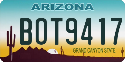 AZ license plate BOT9417