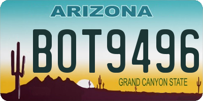AZ license plate BOT9496