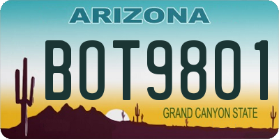 AZ license plate BOT9801