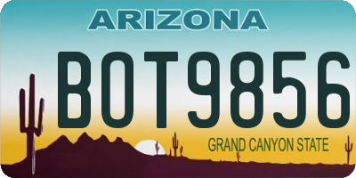 AZ license plate BOT9856