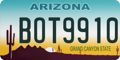 AZ license plate BOT9910