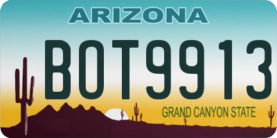 AZ license plate BOT9913