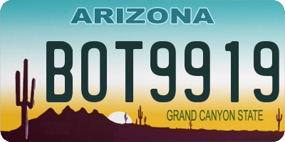 AZ license plate BOT9919