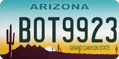 AZ license plate BOT9923