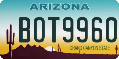 AZ license plate BOT9960