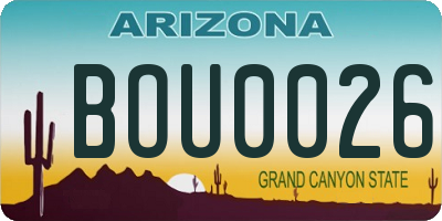 AZ license plate BOU0026