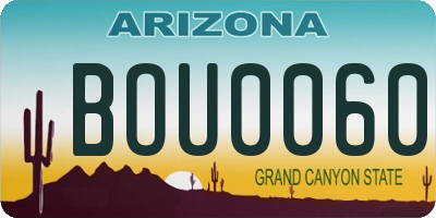 AZ license plate BOU0060