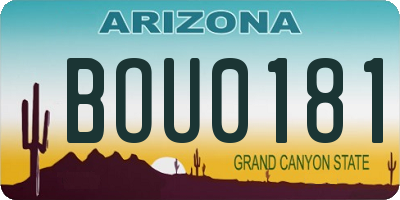 AZ license plate BOU0181