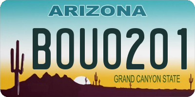 AZ license plate BOU0201