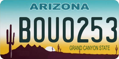 AZ license plate BOU0253