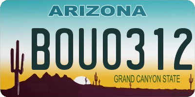 AZ license plate BOU0312