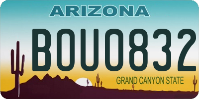 AZ license plate BOU0832