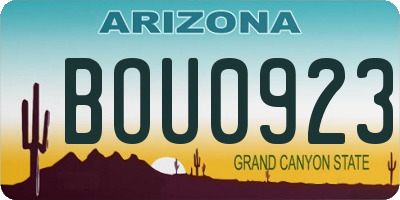 AZ license plate BOU0923