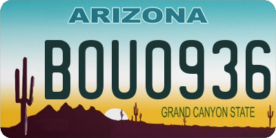 AZ license plate BOU0936