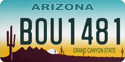 AZ license plate BOU1481