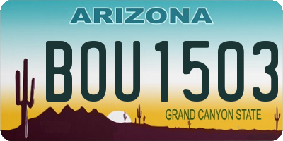 AZ license plate BOU1503