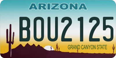 AZ license plate BOU2125