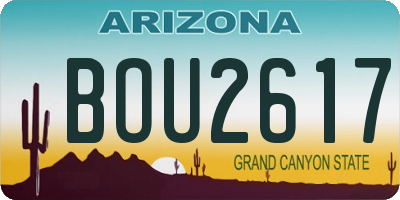 AZ license plate BOU2617