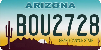 AZ license plate BOU2728