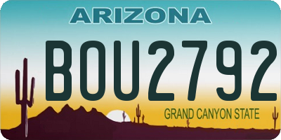 AZ license plate BOU2792