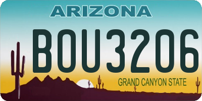 AZ license plate BOU3206