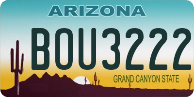 AZ license plate BOU3222