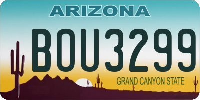 AZ license plate BOU3299