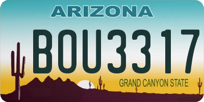 AZ license plate BOU3317