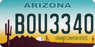 AZ license plate BOU3340