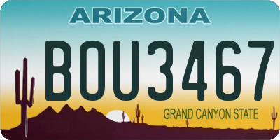 AZ license plate BOU3467