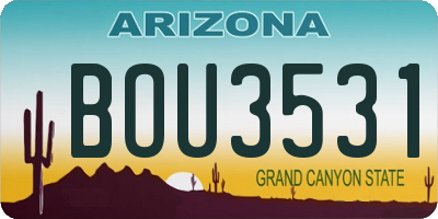 AZ license plate BOU3531