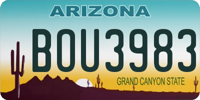 AZ license plate BOU3983