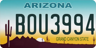 AZ license plate BOU3994