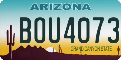 AZ license plate BOU4073