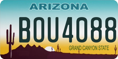 AZ license plate BOU4088