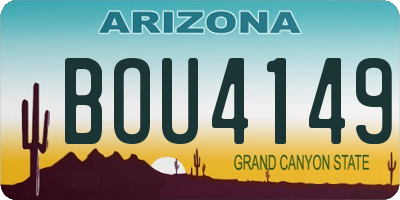 AZ license plate BOU4149