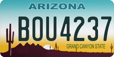 AZ license plate BOU4237