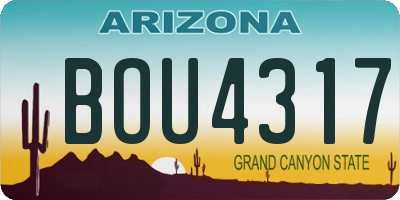 AZ license plate BOU4317