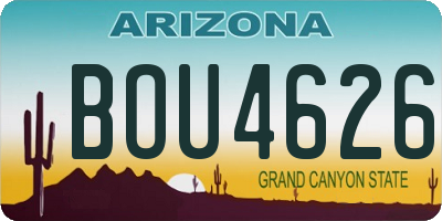 AZ license plate BOU4626