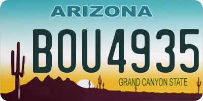 AZ license plate BOU4935