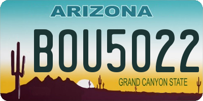 AZ license plate BOU5022