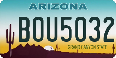 AZ license plate BOU5032