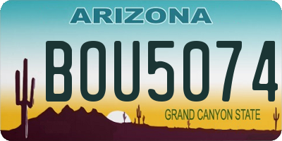 AZ license plate BOU5074