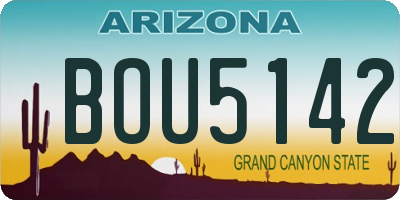 AZ license plate BOU5142