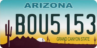 AZ license plate BOU5153