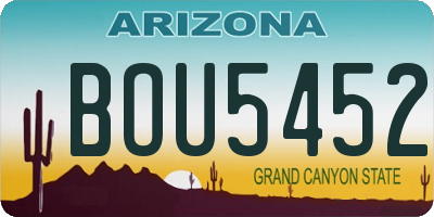 AZ license plate BOU5452
