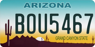 AZ license plate BOU5467